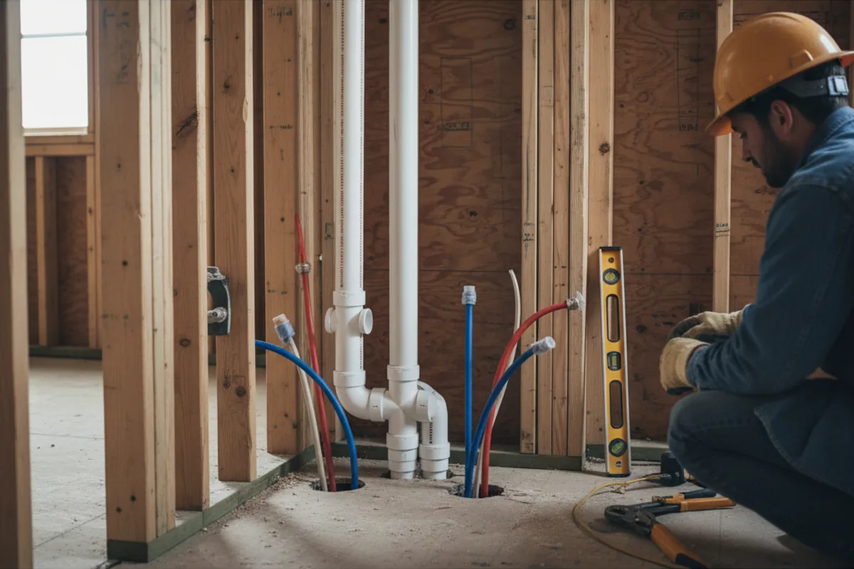 Drain and supply rough-in during Sump Pump Repair in El Paso